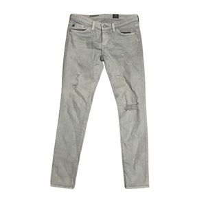 AG Adriano Goldschimed | Grey the legging ankle distressed mid rise jeans 26